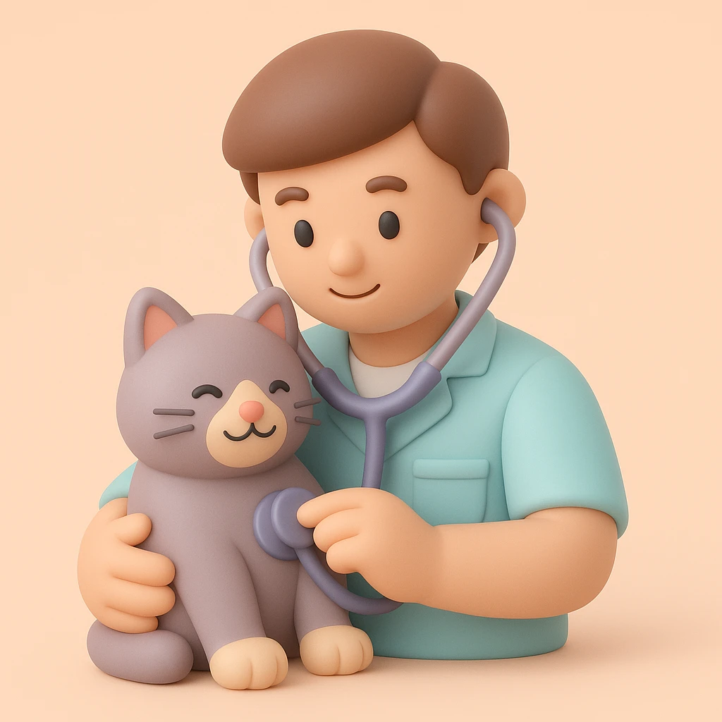 veterinarian examining a cat emoji