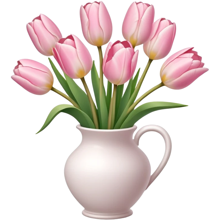 Light pink tulips in white vase emoji