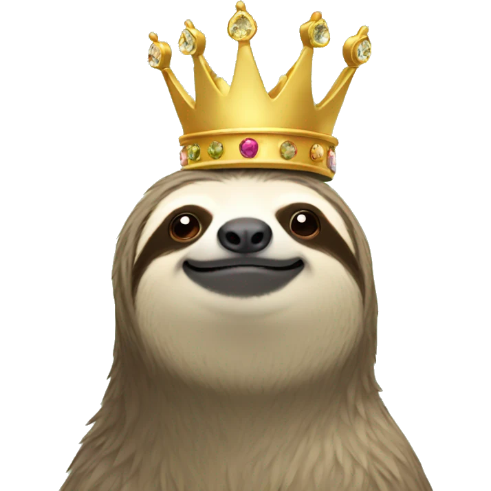 sloth wearing crown emoji