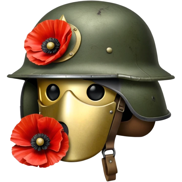 red poppy flower with soldier helmet emoji