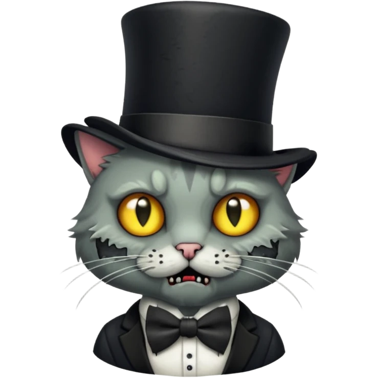 zombie cat with bow tie and top hat emoji