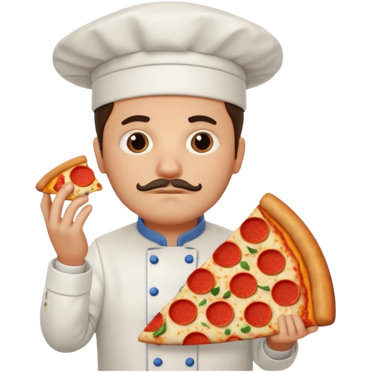 Chef being sad while holding a pizza emoji