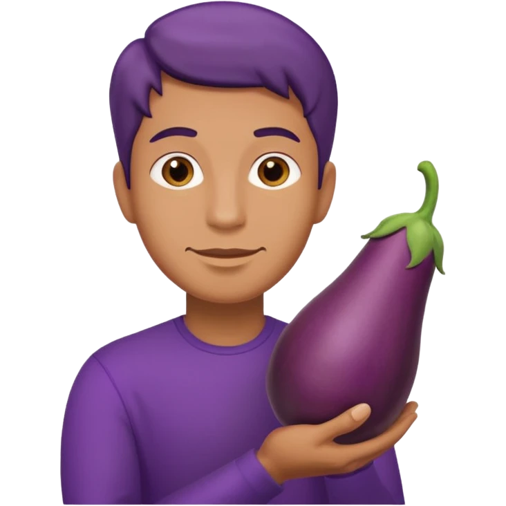Man holding a eggplant  emoji