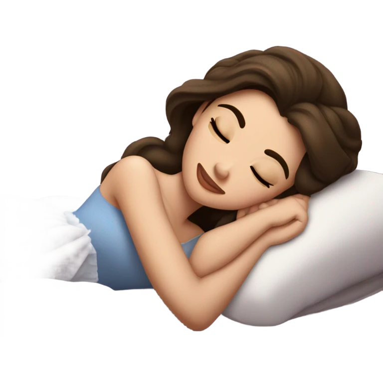 Sleeping brunette beauty princess Disney, bed, white skin emoji