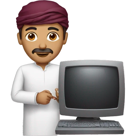qatari man with computer emoji