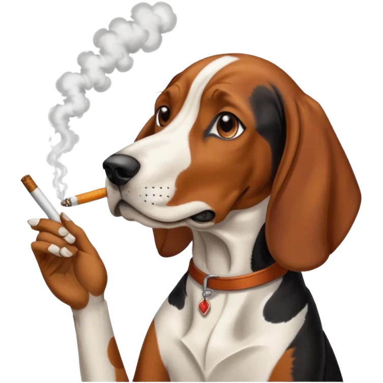 Train walker, coonhound smoking a joint emoji