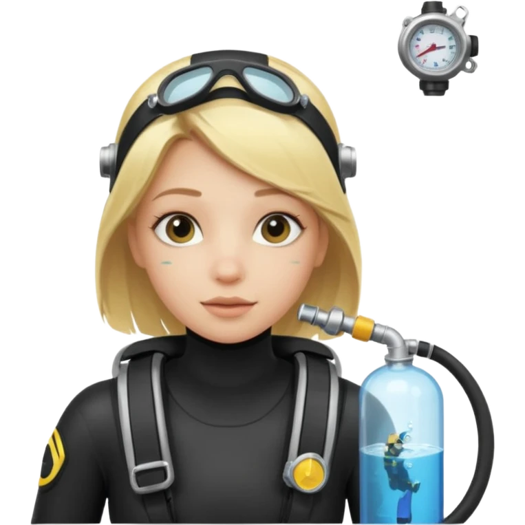 scuba diving girl blonde with oxygen tank emoji