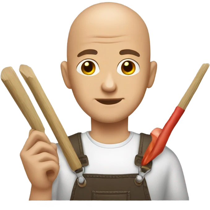 Bald man doing arts and crafts  emoji