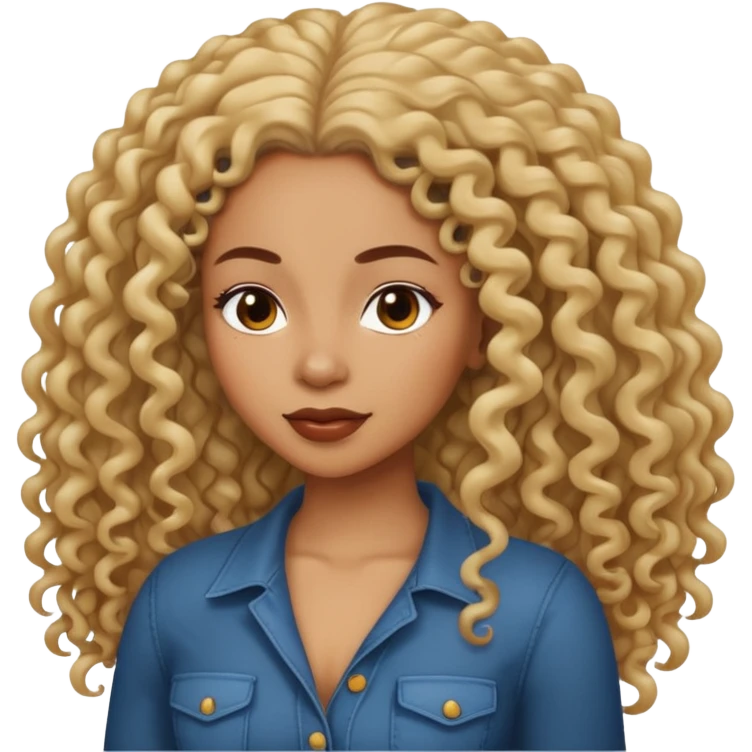 Uma mulher negra da pele clara com cabelo cacheados bem longo até a bunda  emoji