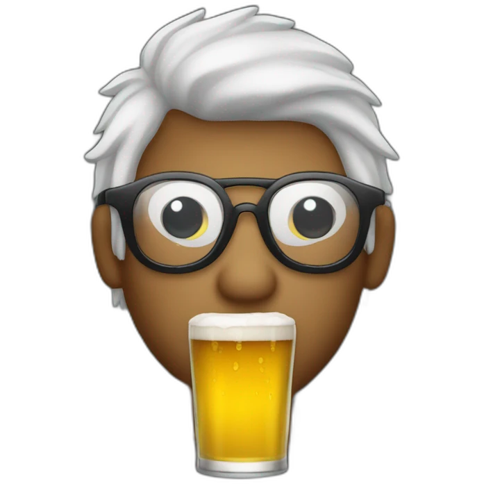 PERSONA DE LENTES PELO OSCURO CON UNA CERVEZA EN LA MANO emoji