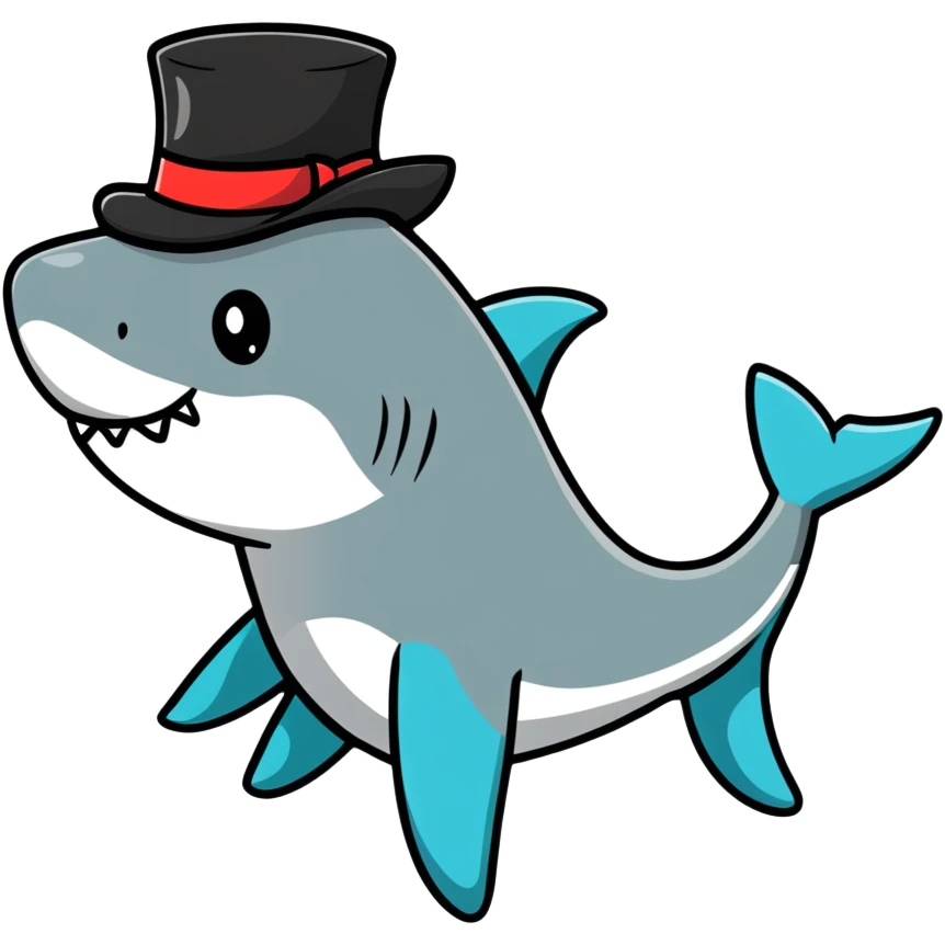 Shark with a top hat emoji
