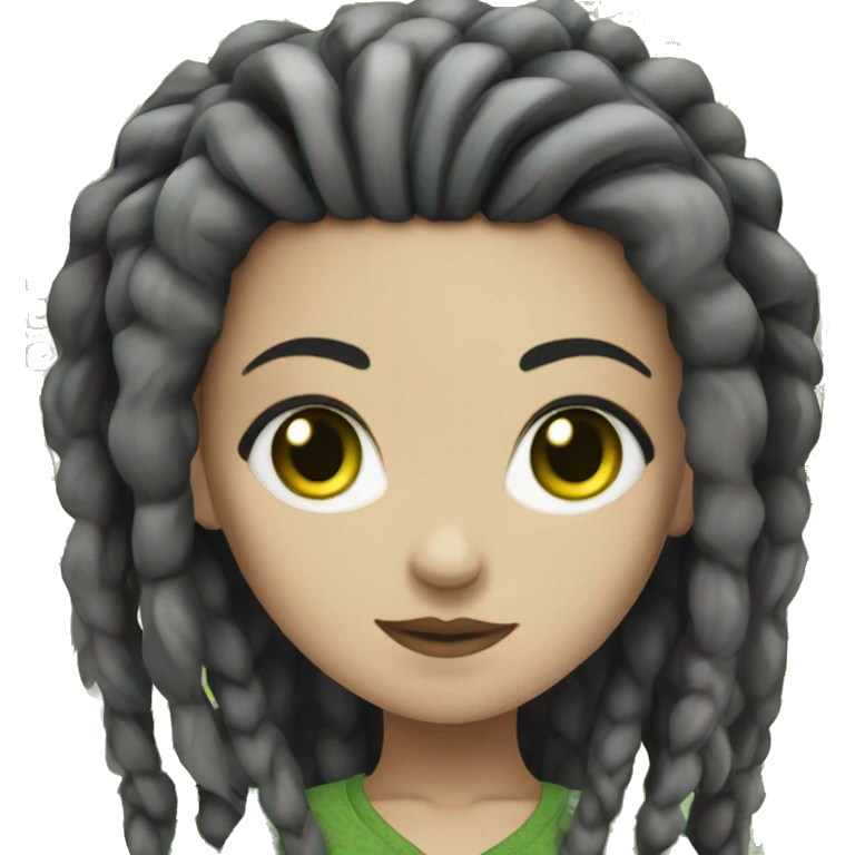 Girl with white skin, green eyes, black dread locks emoji