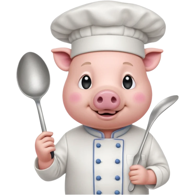 Chef Pig – pig wearing white chef hat holding spoon emoji