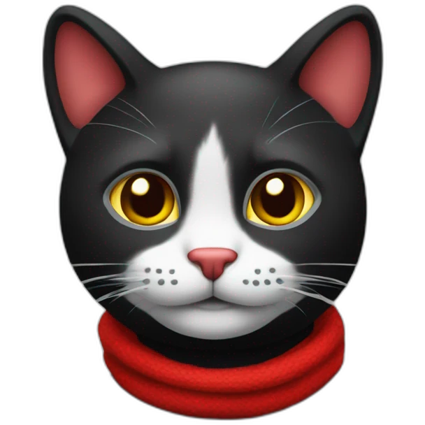 Gato negro con bufanda roja emoji