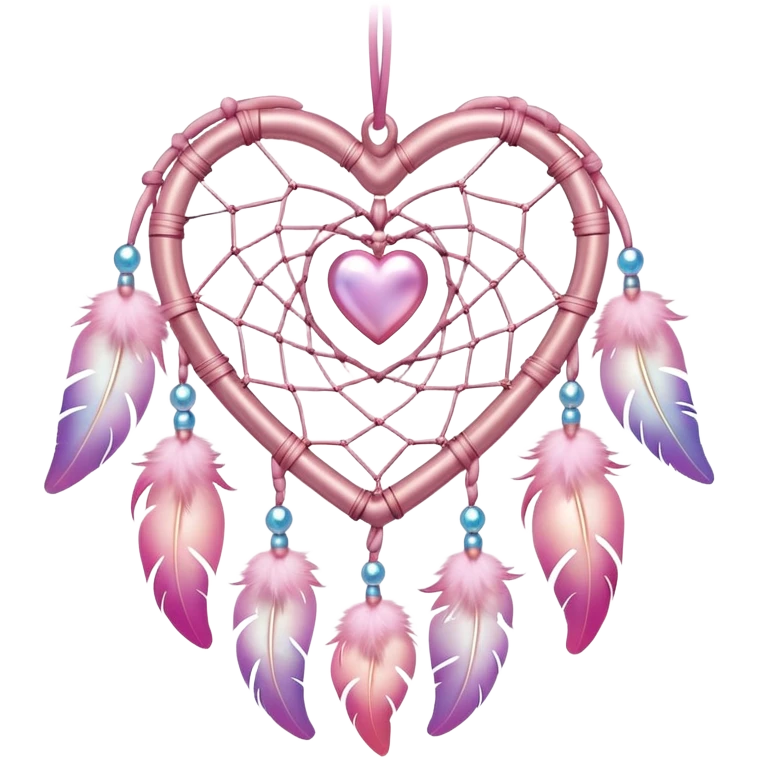 Iridescent pastel pink heart-shaped rosy dreamcatcher emoji