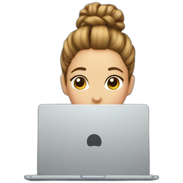 hair bun behind a laptop emoji