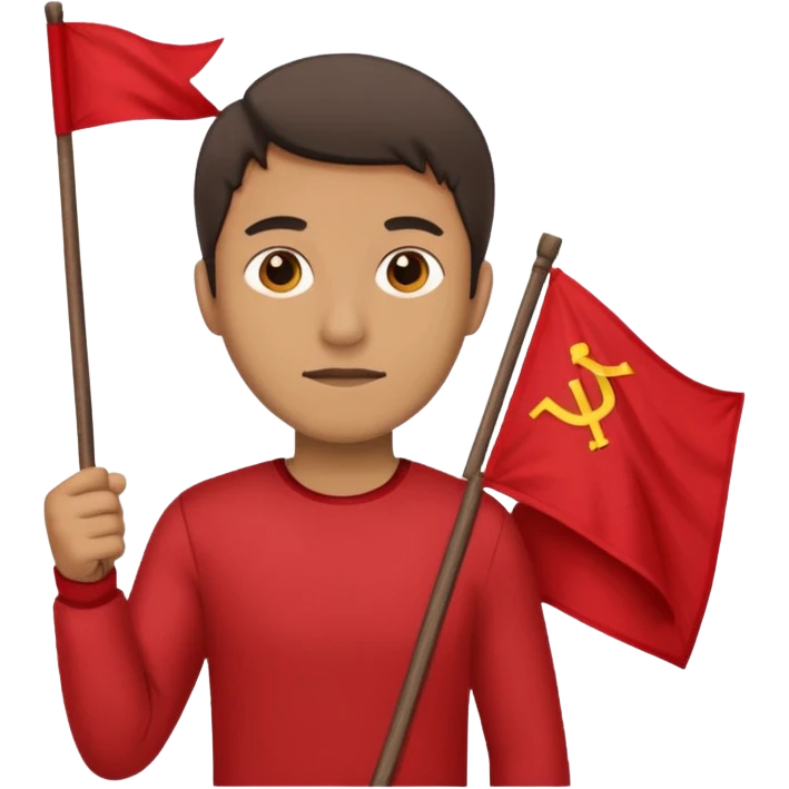 man holding a red flag emoji