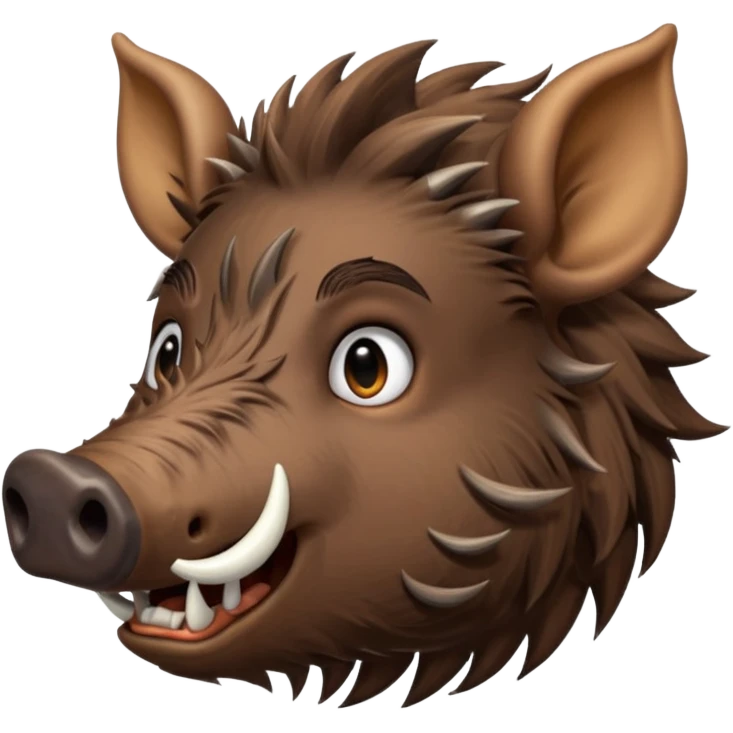 Wild boar face side view with long tusks emoji realistic emoji