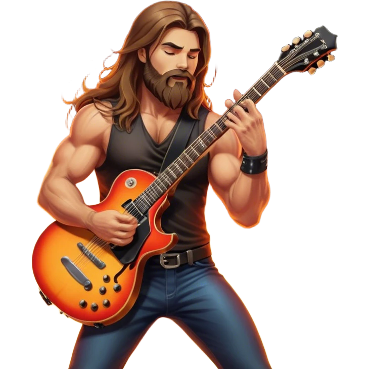 Icon for Metal Music: Manowar performing live, with powerful imagery of the band on stage, electric guitars, drums, and heavy metal energy. The background features a fiery stage and intense lights, reflecting the epic atmosphere of their concert. Transparent background. emoji