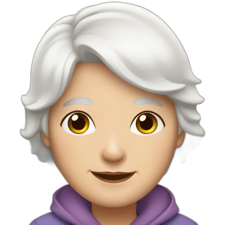 grandmother with white hair and grandchildren with brown hair emoji