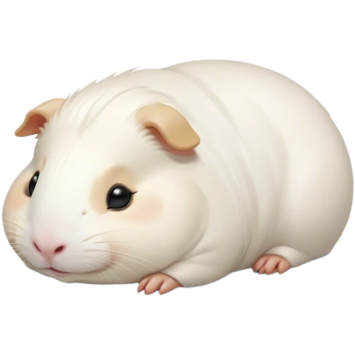 Meme-Worthy Cute Sleeping White Guinea Pig Portrait Emoji, Head resting peacefully with a contented smile, showcasing a delightfully chubby build and a luxuriously soft pure white coat, eyes shut in a serene, cozy nap, Simplified yet hilariously adorable features, highly detailed, glowing with a soft, drowsy light, high shine, relaxed and utterly lovable, stylized with an air of playful laziness, bright and heartwarming, soft glowing outline, capturing the essence of a comically sleepy guinea pig, so meme-worthy it feels like it could instantly become the next viral sensation of adorable slumber! emoji