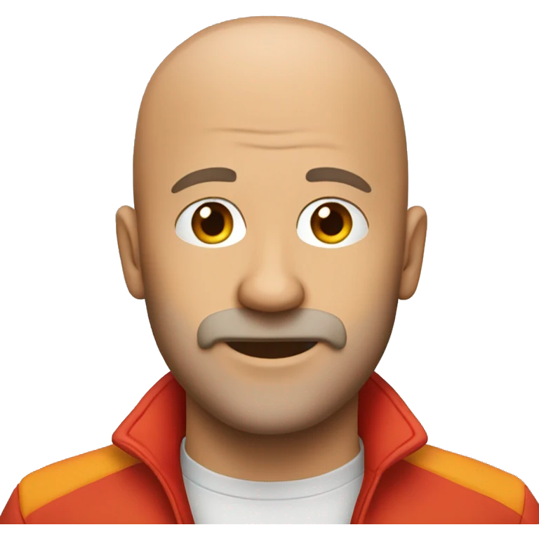 A bald man with an orange beard and a red jacket and hat emoji
