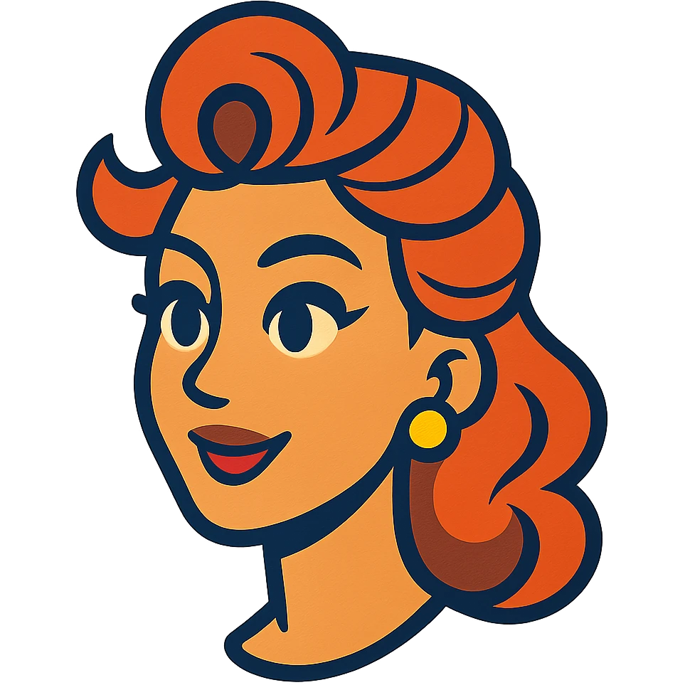 woman's head with styled hair, vibrant cartoon style emoji