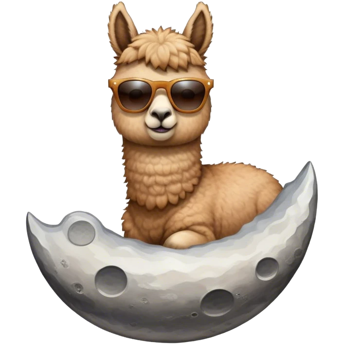 alpaca with sunglasses on landing on the moon emoji