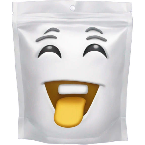 A goofy looking plastic baggy with powder sugar  emoji