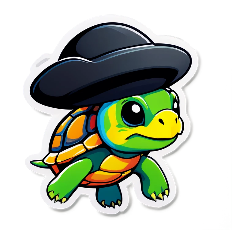 Turtle with black hat  emoji
