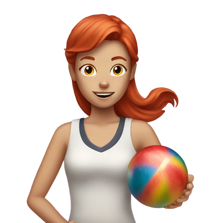 red haired girl with freckles bowling emoji