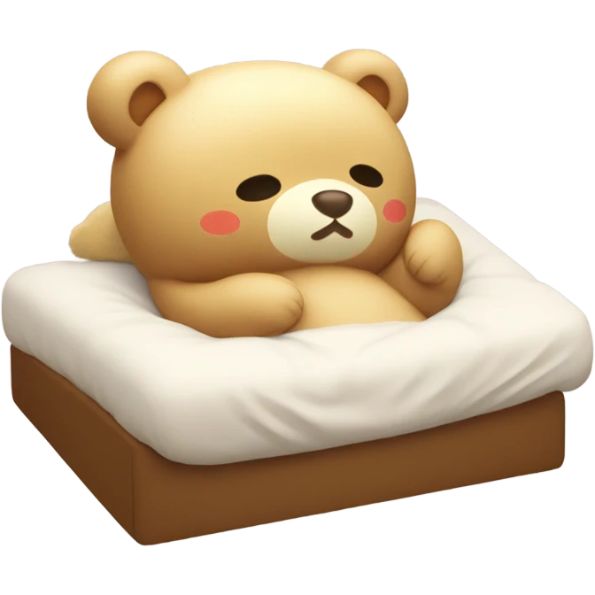 Rilakkuma sleeping in bed (side view) emoji