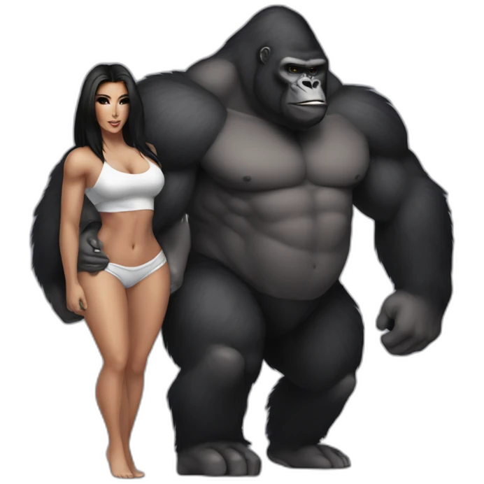 Big Buff Gorilla holding Kim Kardashian from back emoji