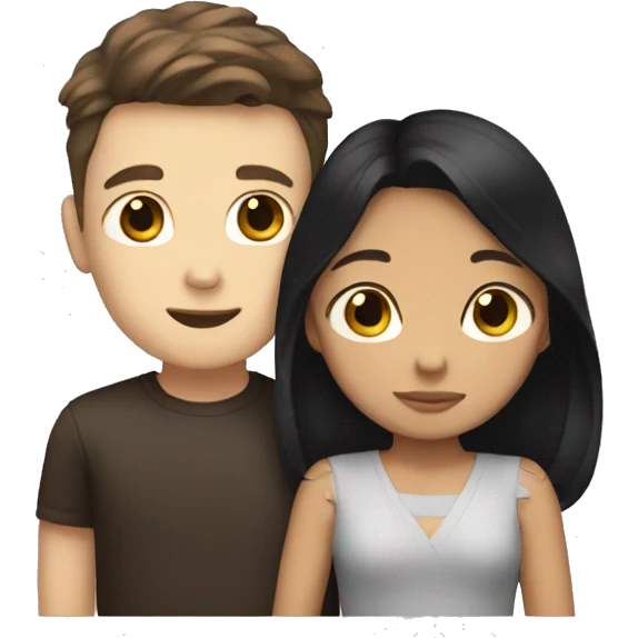 white boy with brown hair and filipino girl with black hair hugging emoji