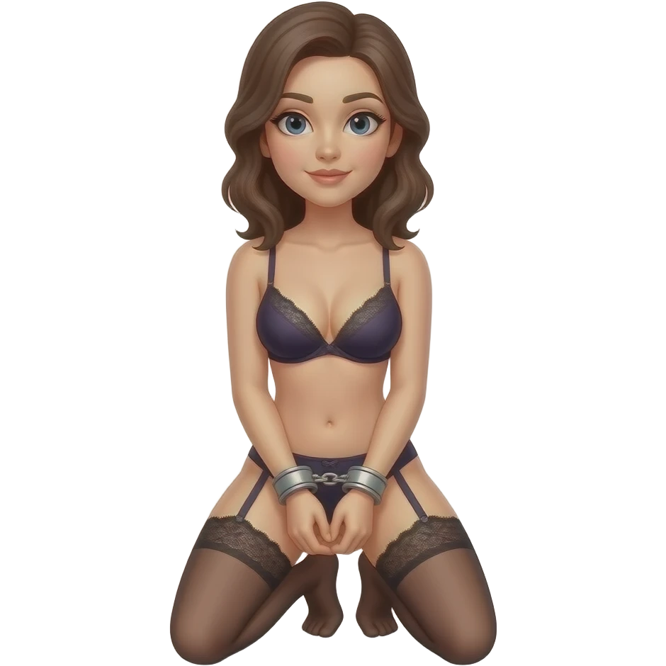 Wife lingerie handcuffed  on knees emoji