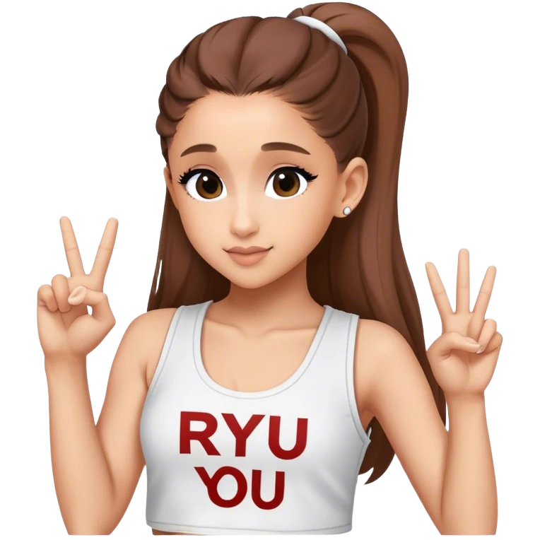 Ariana grande with ok doing sign and "ryu" written on toptank emoji