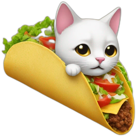 cat's head sticking out of the end of a taco emoji