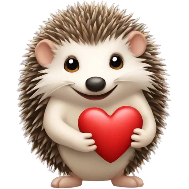 the hedgehog holds the heart emoji
