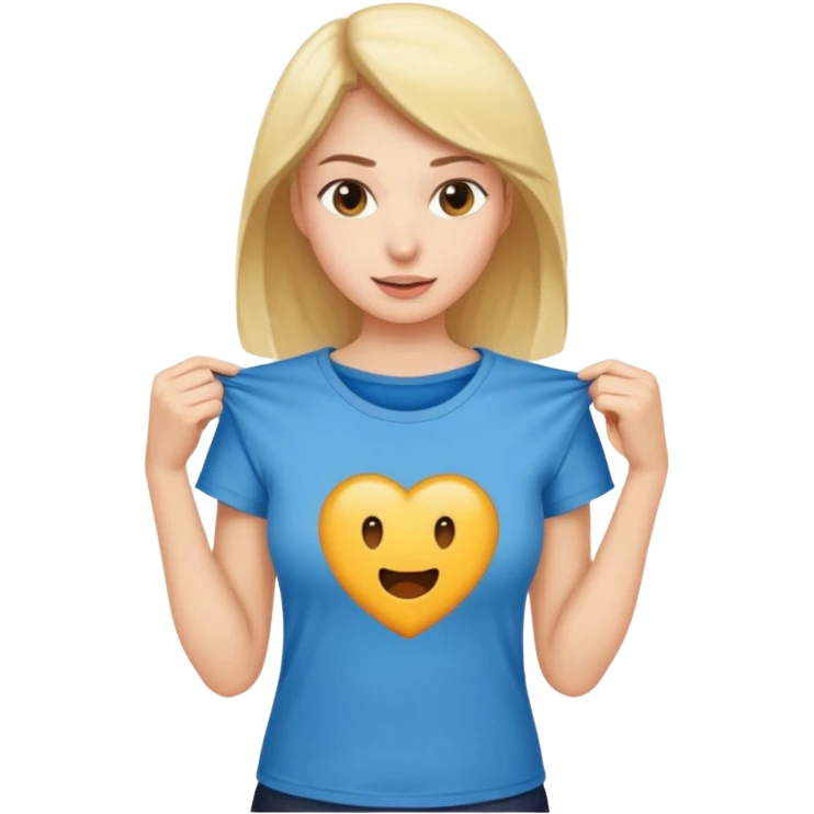 Emoji perempuan sedang membuka tshirt emoji