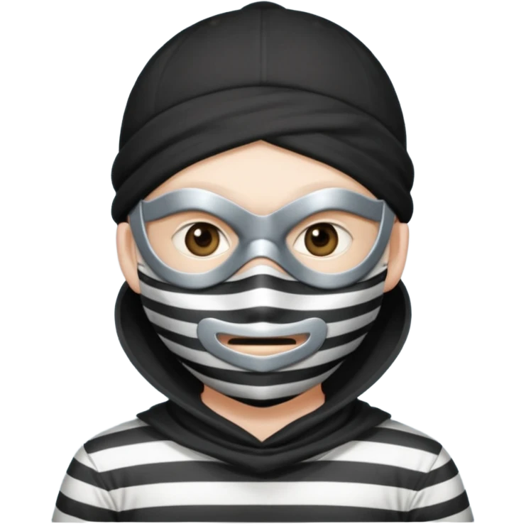 thief, with stripped shirt, facemask, thief mask. emoji