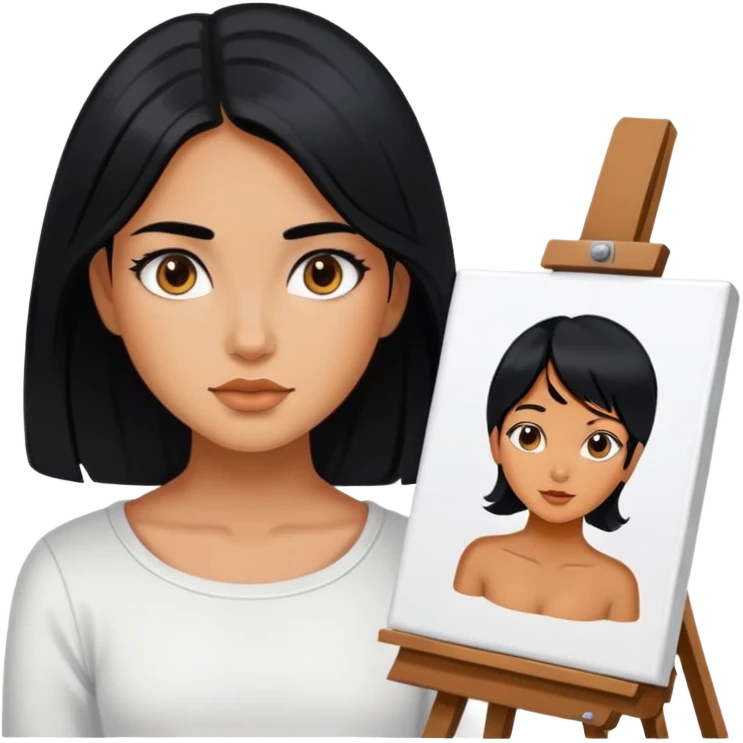 differemt girlhood hobbies, painting, artist, black hair tanned emoji