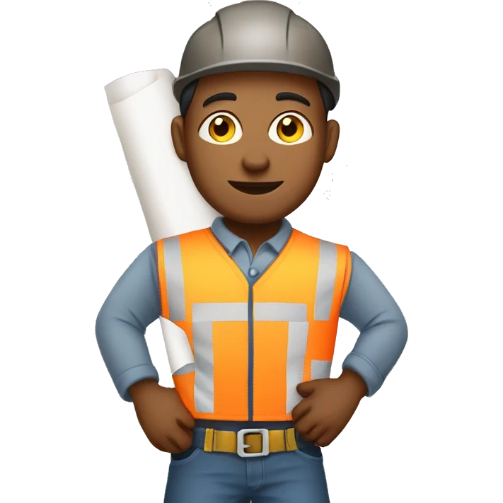 construction worker holding rolled up plans emoji