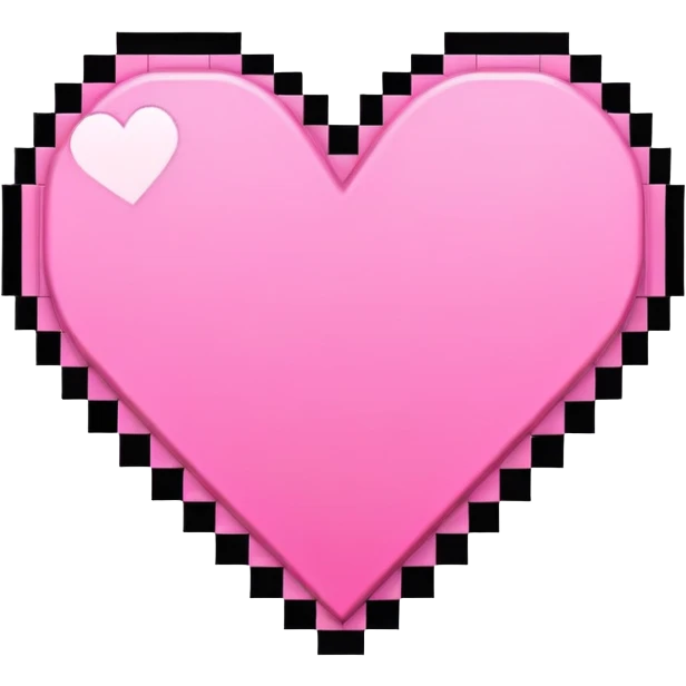 Pixel art heart pink with black outline  emoji