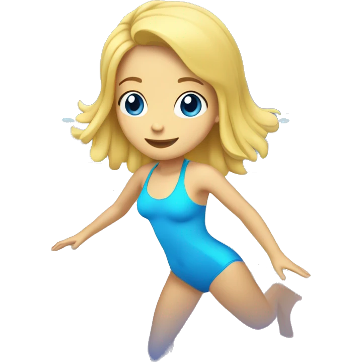 girl swimming blonde hair blue eyes full body with flippers emoji