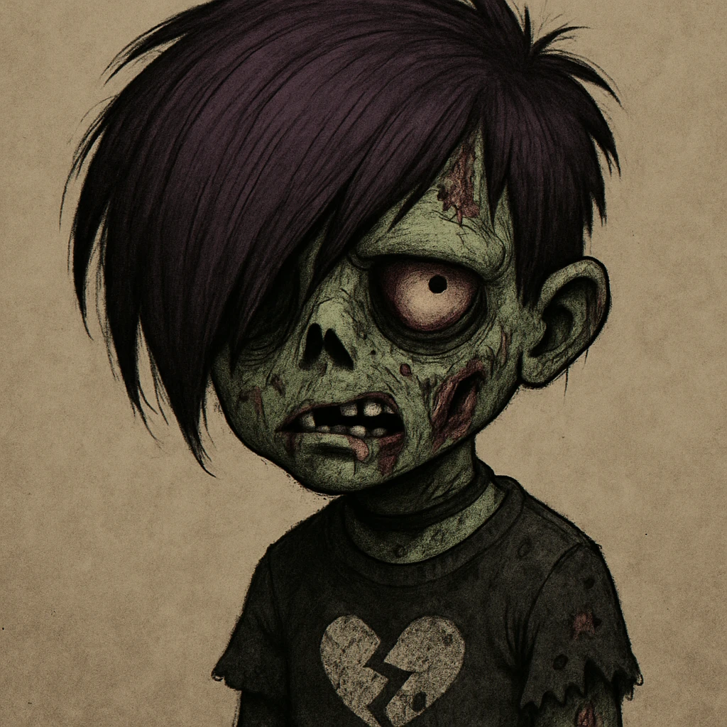 boy zombie with emo hair, style 5 emoji