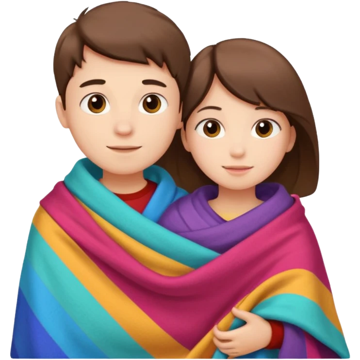 Boy and girl carrying blanket for sell emoji