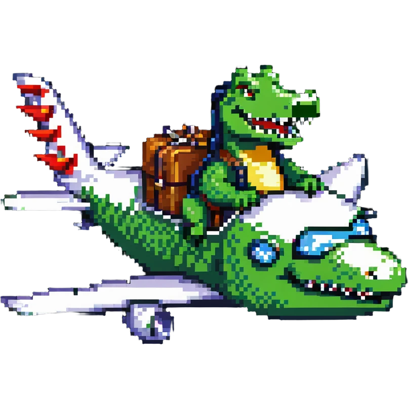 crocodile riding on an airplane emoji