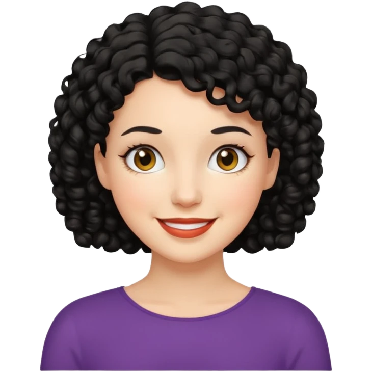 mujer blanca con cabello corto rizado negro emoji