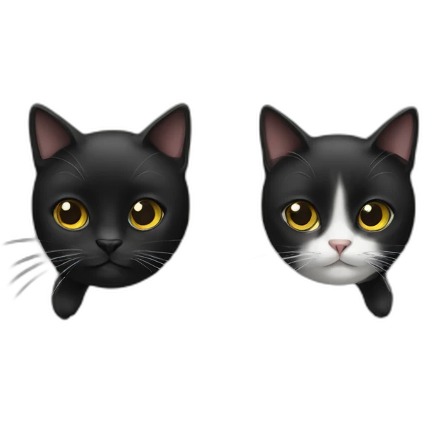 Two black cats, one smaller and fatter than the other emoji