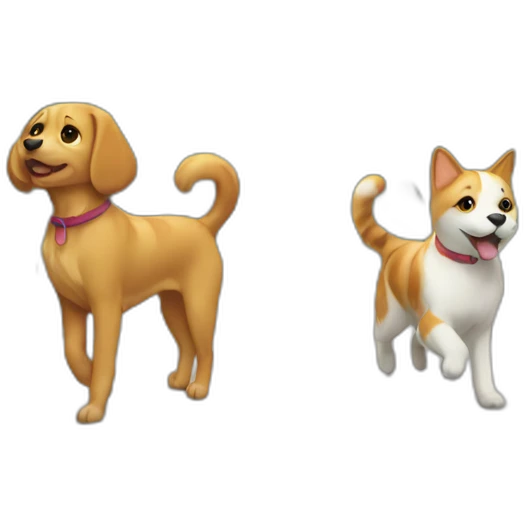 dog and cat walking in park emoji